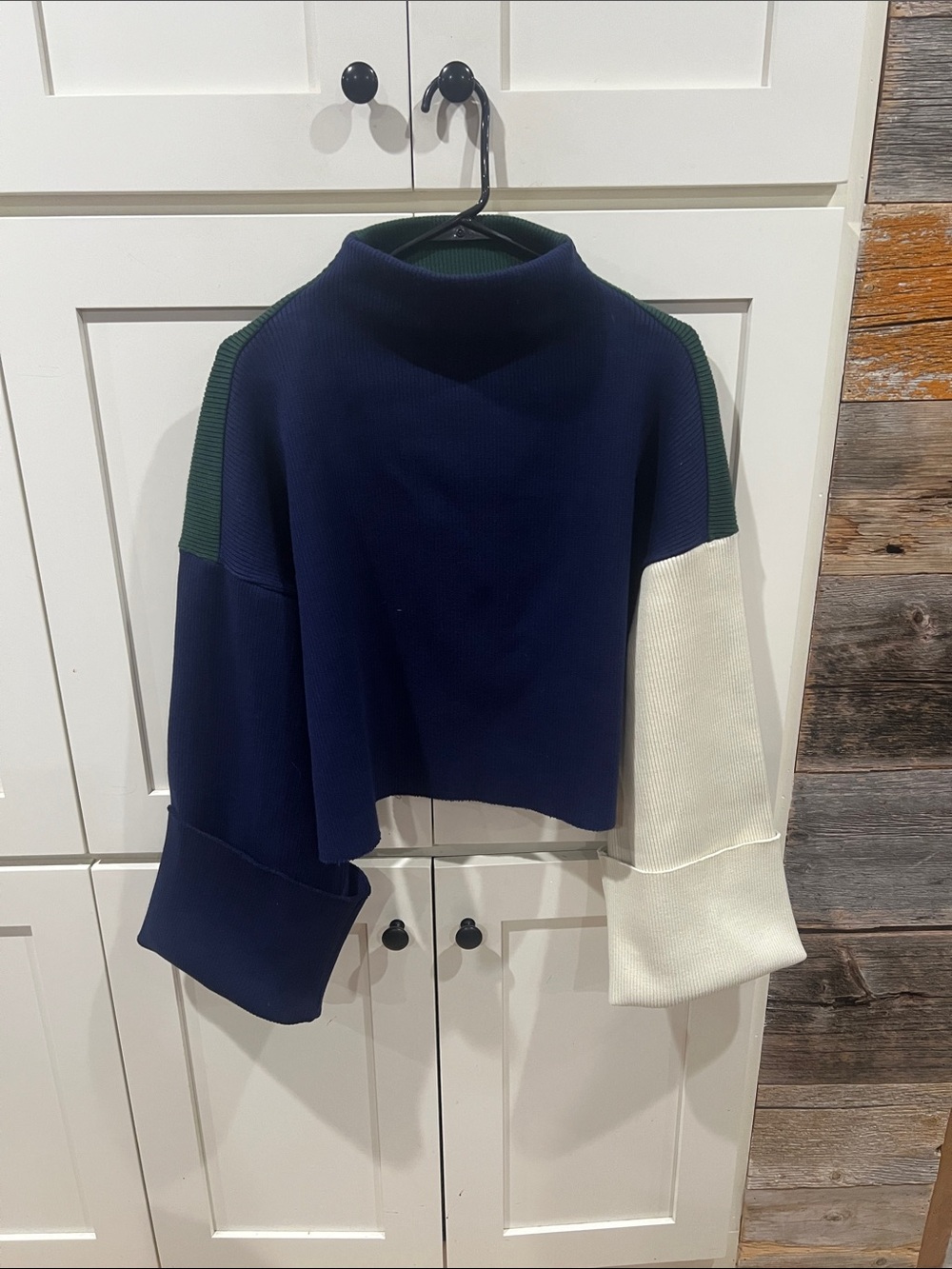Rejina Pyo Parker Colorblock Ribbed Funnel Neck Knit Sweater M